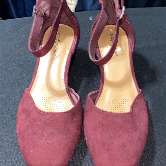 Comfortview Aurelia Women's Deep‎ Wine Flats Size 12W ankle strap wedge heel - Picture 9 of 13